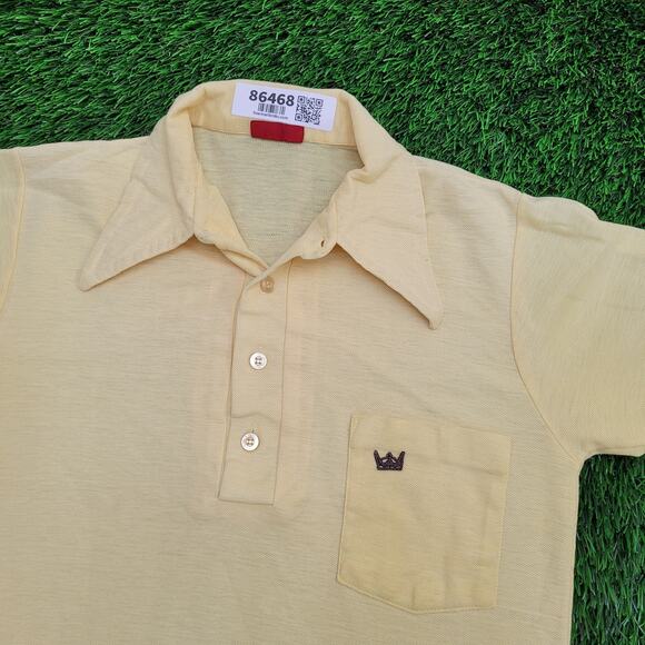 Vintage 80s MOD Crown Polo Shirt Small 17x25 Yellow - Picture 6 of 11